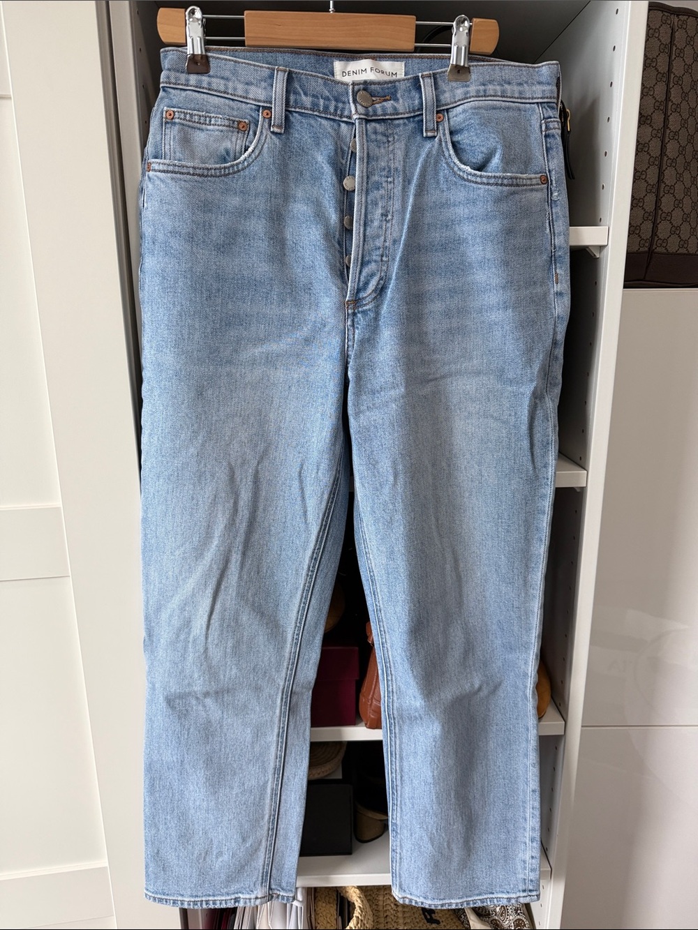 Denim Forum Men’s Light Wash Straight Jeans